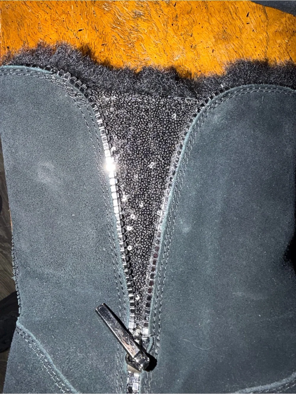 UGG Black Suede Mid-Calf Shearling Boots size 9